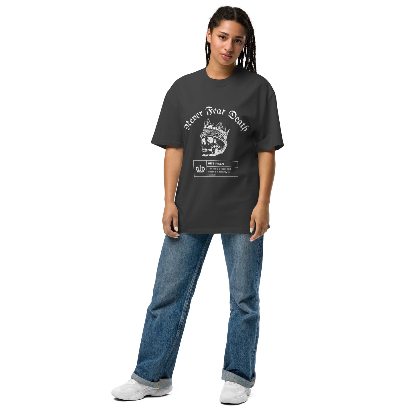 Over sized faded Never Fear Death - T-shirt