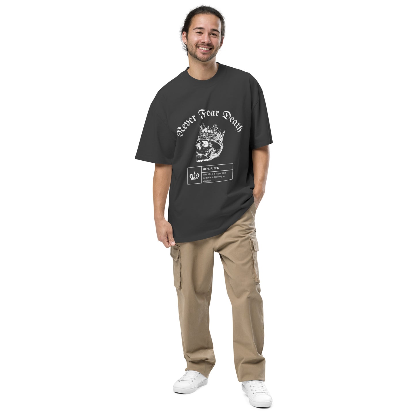 Over sized faded Never Fear Death - T-shirt